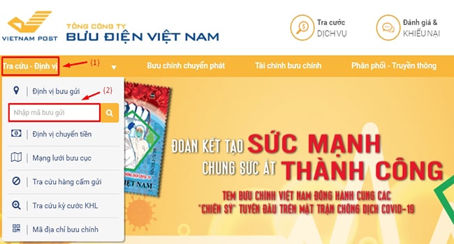 Truy cập trang chủ VNPost để tra cứu vận đơn